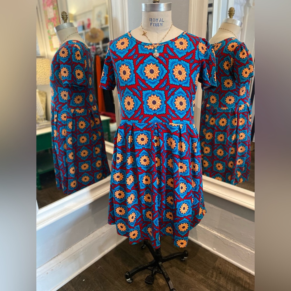 LuLaRoe Dress size 2XL red, teal and orange floral